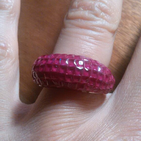 Simulated Ruby Color Diamond Sterling Silver Ring (Size 6) - Picture 10 of 16